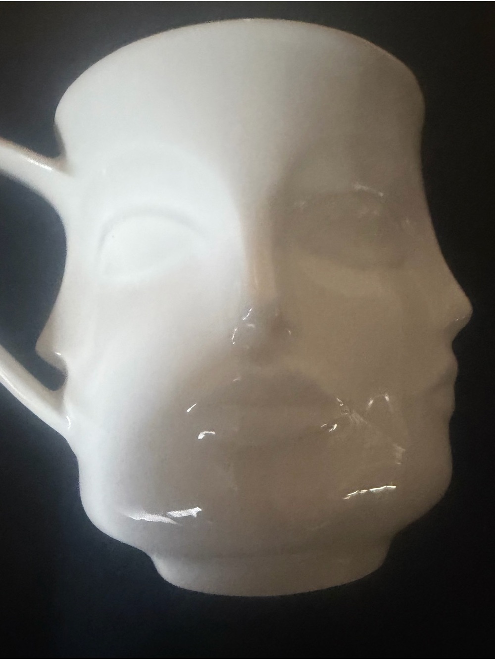 Jonathan Adler White Sculptural Face Mug with Navy Gold Box - Picture 5 of 6